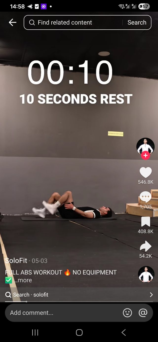 A TikTok playing, with the share arrow on the right rail