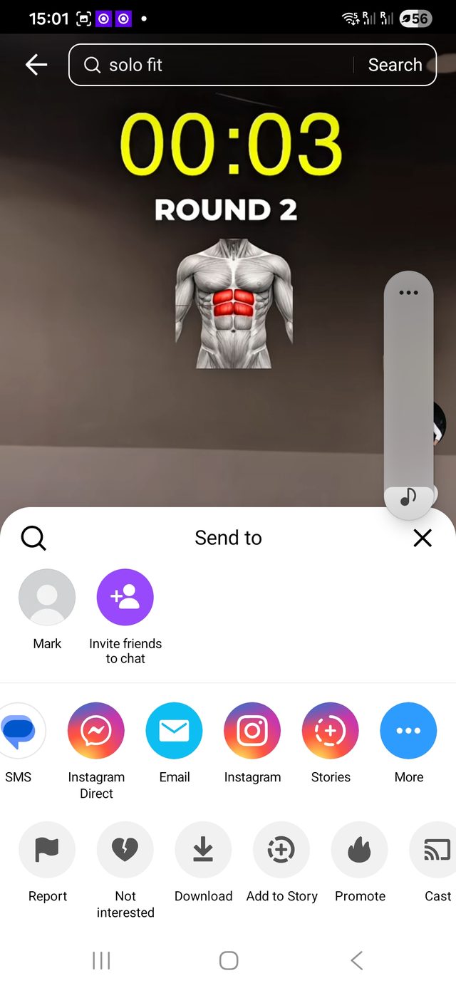 TikTok's Send to sheet, with More on the far right