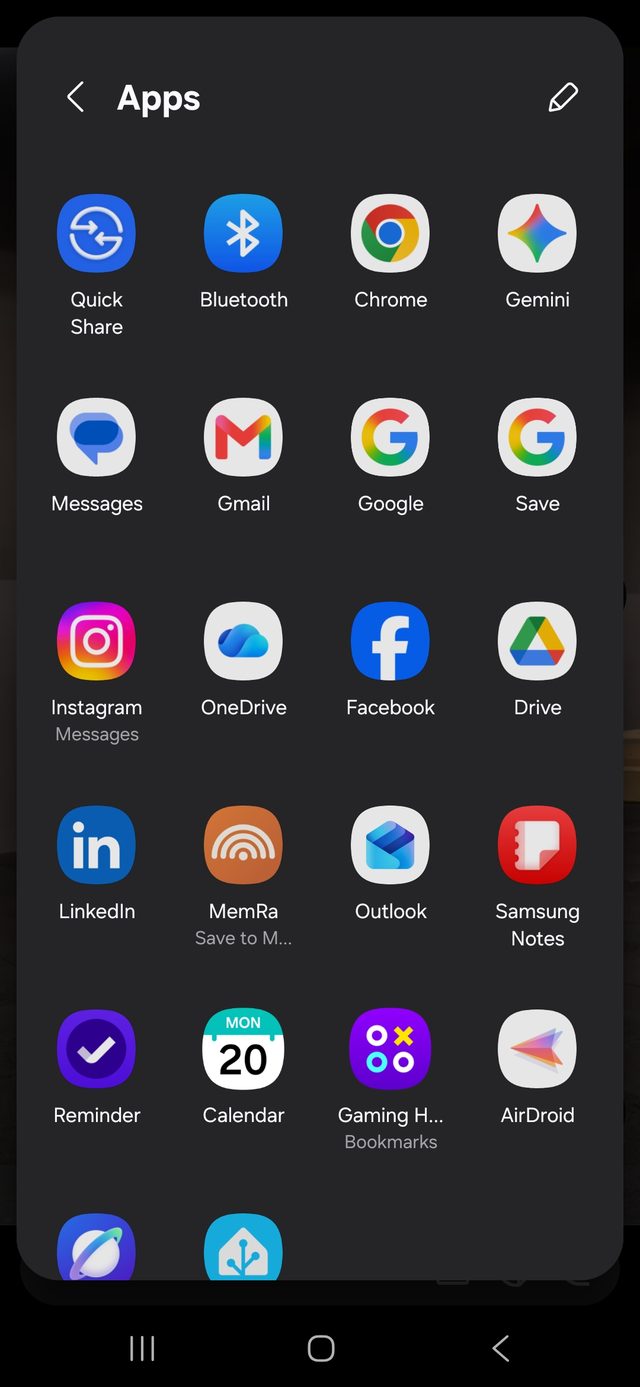 The Android app list, with the MemRa icon