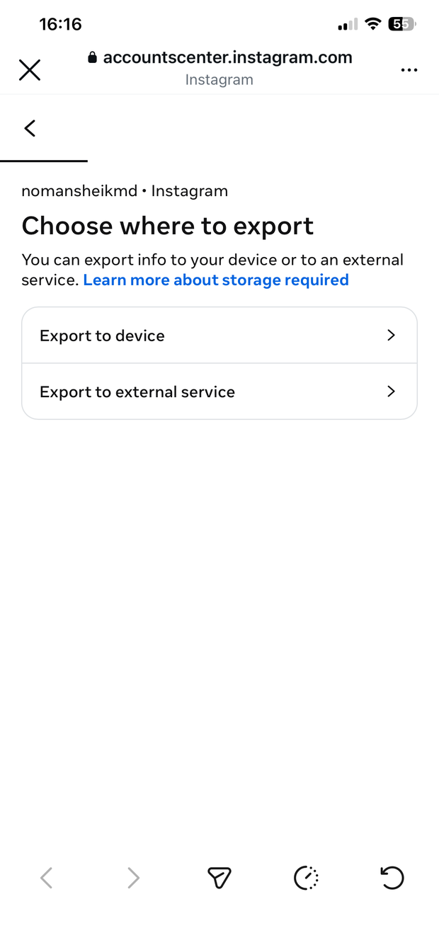 Choose where to export, Export to device