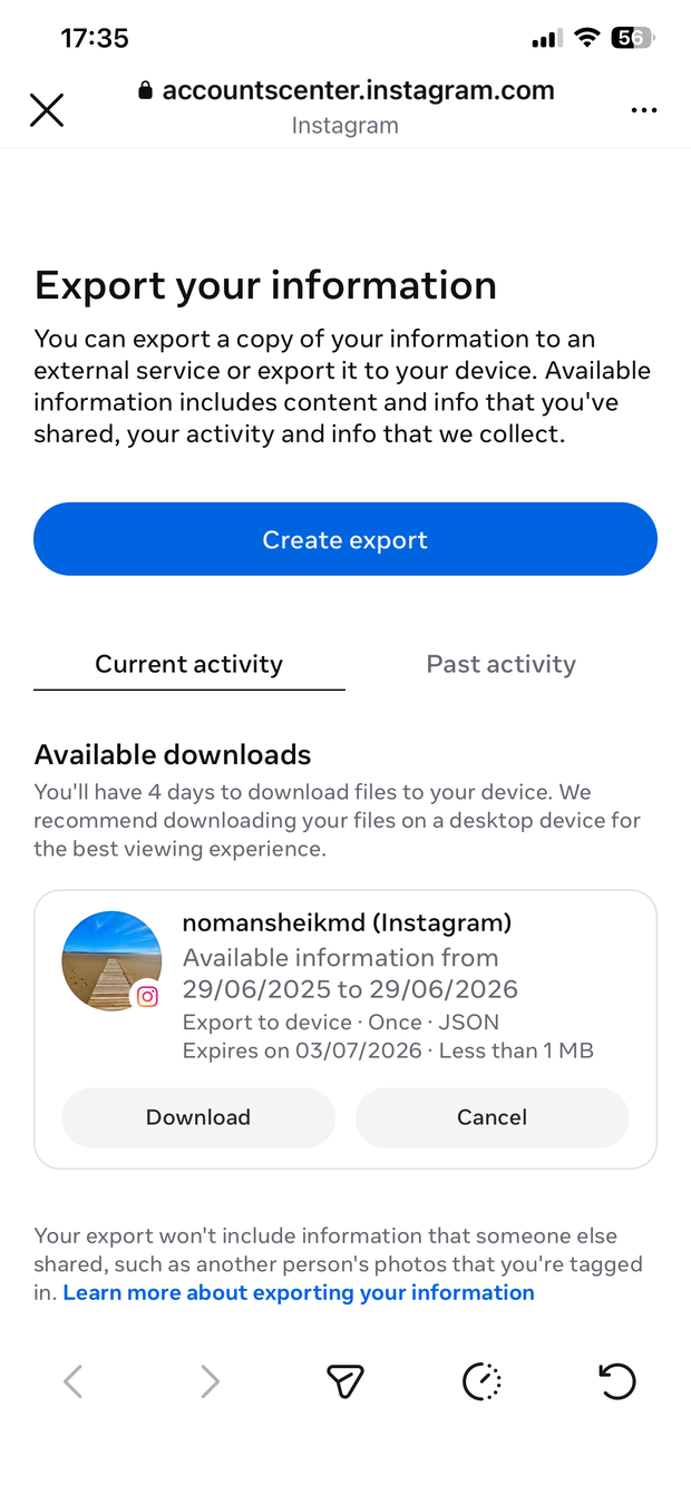 Available downloads, Download button