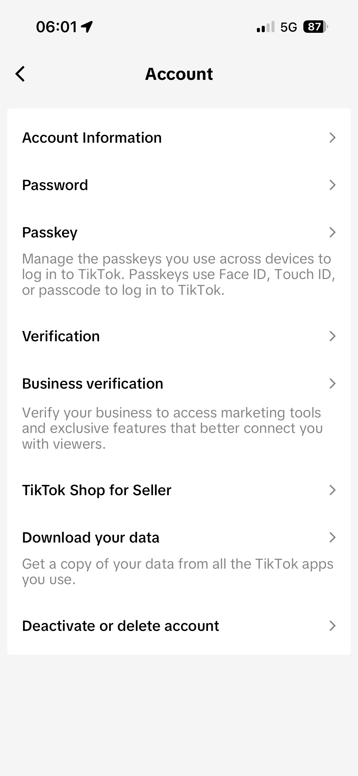 Account settings, Download your data